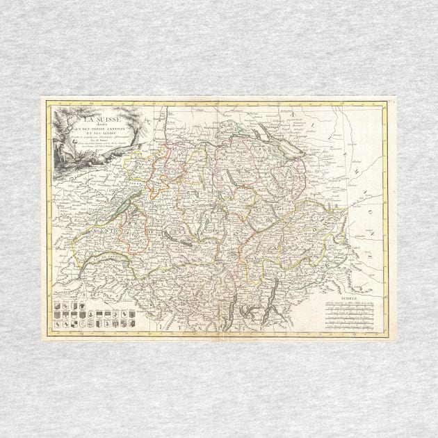 Vintage Map of Switzerland (1771) by Bravuramedia